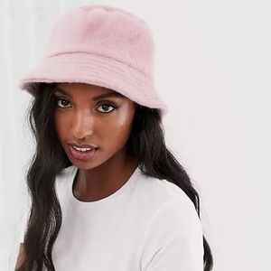 ASOS pink fluffy bucket hat